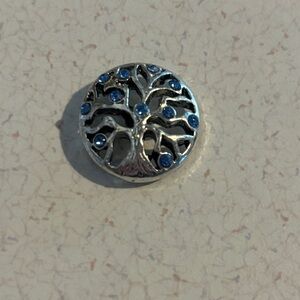 Silver Tree of Life Snap charm with Blue Accents